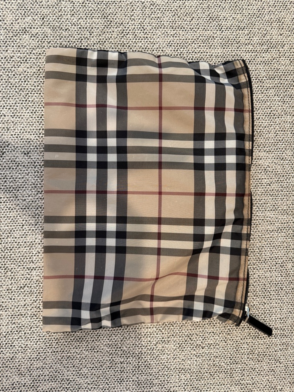 Burberry Beige Black White Check Travel Pouch